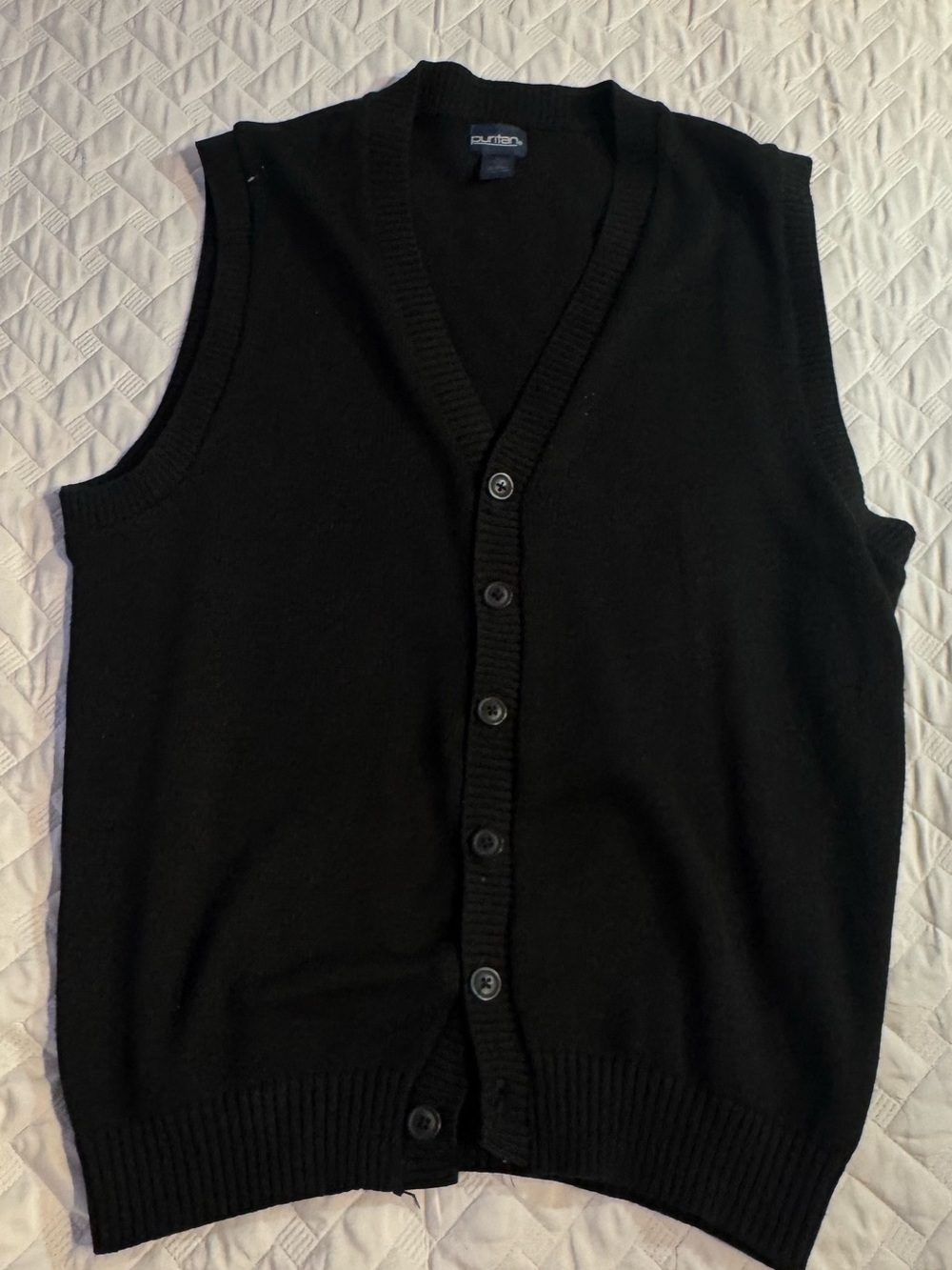 Puritan Black Button-Up Knit Vest